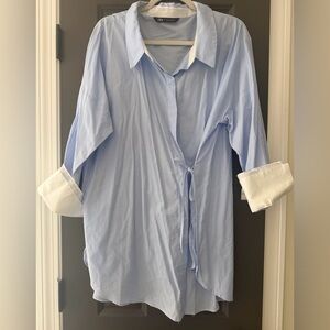 Zara pinstrip tie front button down